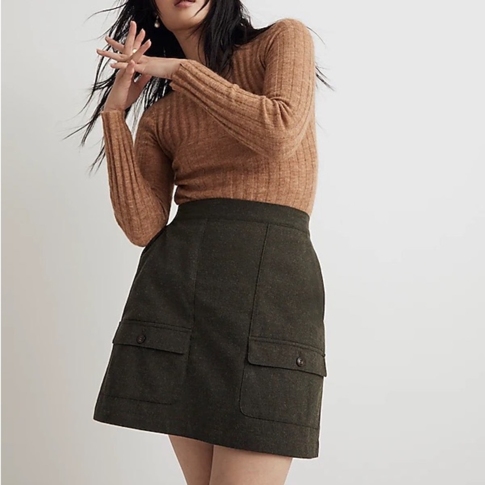Wool-Blend Cargo Mini Skirt